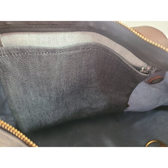 General Knot & Co Smuggler Waxed Canvas Portfolio Tote Bag Leather Straps Blue - Picture 4 of 10